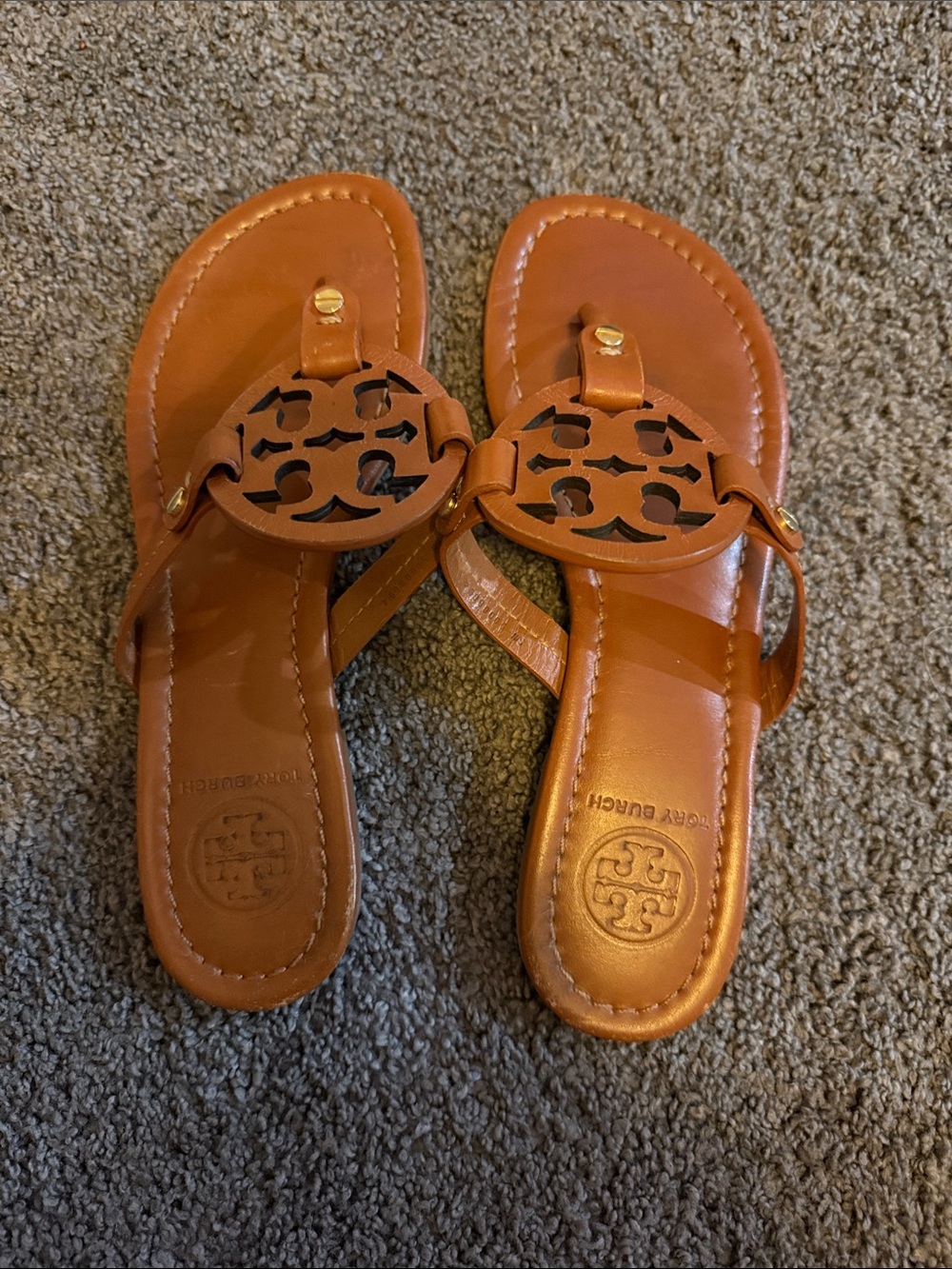 Tory Burch Brown Leather Logo Thong Sandals Tory Burch Miller Sandal